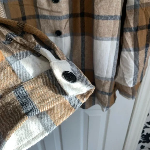 Plaid Button-Up Shirt, fall flannel, plus size - Picture 4 of 5